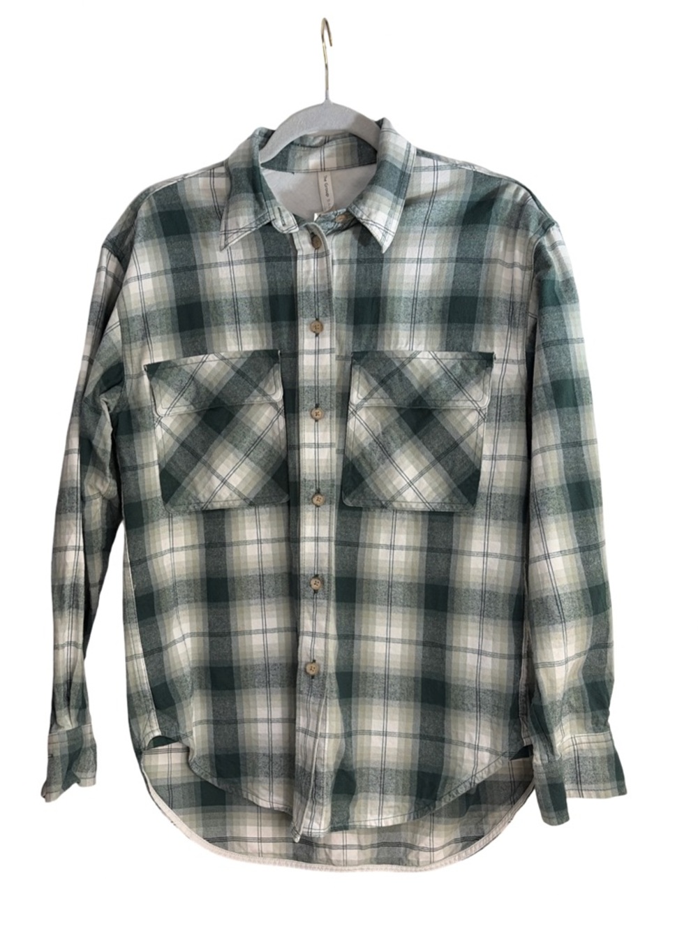Babaton The Group Green Plaid Button-Up Flannel Shirt